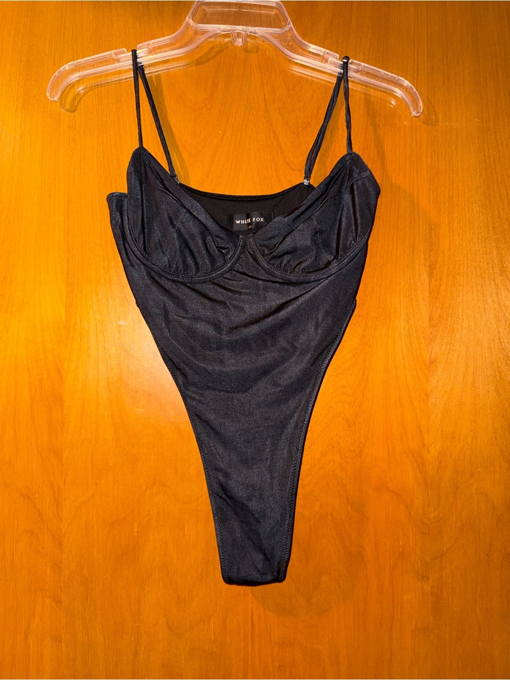 White Fox black high cut bodysuit